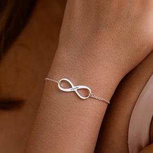925 plata esterlina 18K oro Vermeil minimalista personalizado infinito nombre pulsera grabado fecha letra joyería regalo de Navidad para - Product Image 4