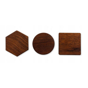 ชุดที่รองแก้วไม้วอลนัทแบบสี่เหลี่ยมแผ่นรองเครื่องดื่มอุปกรณ์เสริมสำหรับโต๊ะ - Product Image 5