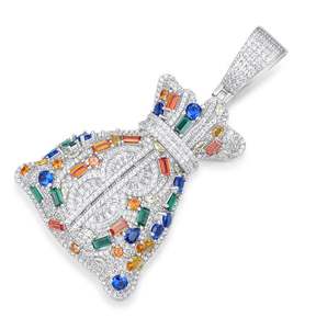 Colgante de Bolsa de Dinero con Incrustaciones de Moissanita, Colgante Brillante Personalizable, Estilo Hip Hop, Colgante de Diamantes para Hombre y Mujer - Product Image 2