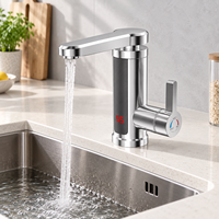 Robinet électrique sans contact WYRAX moderne européen tout en cuivre à trou unique avec éclairage LED, eau chaude/froide, à poser sur comptoir, noir, pour salle de sport, en céramique