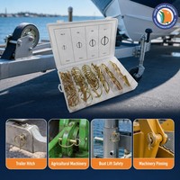 Nouveau kit de 50 attaches de sécurité en acier allié galvanisé doré (3/16"+1/4"+5/16"+7/16") pour bateaux et yachts marins