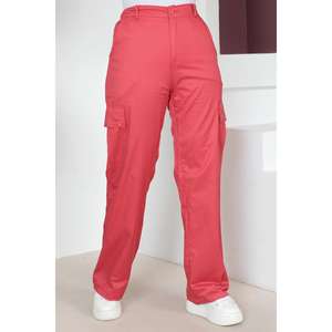 Pantalon cargo décontracté pour femme à taille élastique, coupe large, longueur genou, avec design froissé léger et respirant - Product Image 2