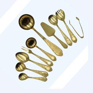 Cubiertos de acero inoxidable con acabado Chapado en Color dorado, cubiertos aptos para lavavajillas para el hogar, boda, fiesta, uso de mesa, juego de 10 - Product Image 1