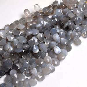 Cuentas sueltas de piedra lunar gris natural, Briolette facetado en forma de pera para hacer joyas, collar de piedras preciosas en línea, pulsera, cuentas de pera - Product Image 1