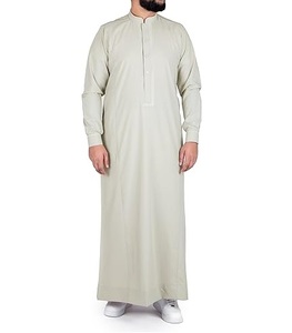 Nuevo modelo hombres islámico Thobe Jubba manga larga tela de algodón Casual musulmán árabe Jubba Kaftan - Product Image 1