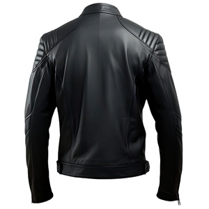 2025 Best Men's Biker Stand Collar Zip-up Chaqueta de cuero impermeable y transpirable con cierre de cremallera de talla grande 2026 - Product Image 2