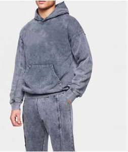 Latest Winter Acid Wash Tracksuit for Men Wholesale Customized Design with Hooded Collar Top Selling Solid Patterns - Product Image 2