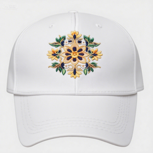Gorra de béisbol de algodón con flores bordadas en 3D hechas a medida para hombres y mujeres Logotipo destacado para deportes Actividades en la playa Protección solar - Product Image 3