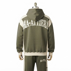 Conjunto de Sudadera con Capucha y Pantalones Deportivos Color Verde Oliva para Hombre, Personalizado, de Algodón y Felpa, Ropa Deportiva Urbana, Venta al Por Mayor OEM - Product Image 4
