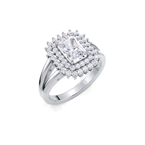 Élégante bague halo soleil avec diamant taille radiant de 1 carat |   Argent sterling 925 massif |    Bague à sertissage cathédrale - Product Image 2