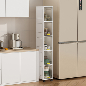 WANUO 3/4/5-Tier Kitchen <strong>Storage</strong> <strong>Cart</strong> Vertical Slim <strong>Storage</strong> Cabinet Plastic <strong>Storage</strong> <strong>Cart</strong> for Narrow Spaces - Product Image 1