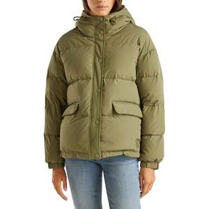 Veste matelassée pour femme, style streetwear, hiver, respirante, couleur unie, légère, imperméable, à capuche, en nylon, prix de gros - Product Image 1