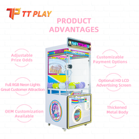 Machine à griffes commerciale en plastique pour attraper les prix, jeu d'arcade pour peluches et cadeaux, avec lumières LED, pour enfants et adultes, idéale pour centres commerciaux