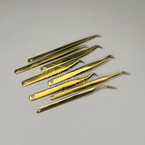 Pinzas de Extensión de Pestañas Russian Volume Gold Plasma 45/90 Grados, de Acero Inoxidable, Antiestáticas y Duraderas para Aislamiento de Pestañas - Product Image 4