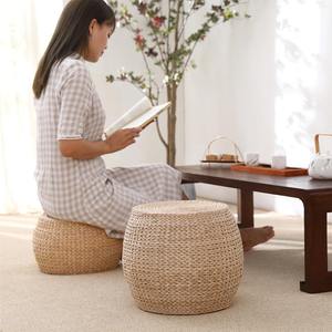 Modern water hyacinth pouf ottoman chairs best quality ottomans weave puffy <b>pouffe</b> chair stools - Product Image 6