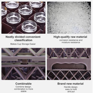 Stackable 16/25/36/49-Panel Mesh Plastic Glass Wine <strong>Rack</strong> PP Assembled <strong>Cup</strong> Frame <strong>Cups</strong> Basket For Restaurant Bar Hotel Factory - Product Image 3