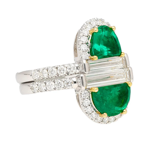 Anillo Chapado en Plata de Ley 925 Sólida Mariposa Rara Vivid Green Muzo Old Mine Esmeralda Colombiana y Anillo de Diamantes - Product Image 2