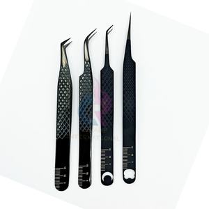 Pinzas de extensión de pestañas antiestáticas de acero inoxidable sostenible negro de precisión profesional Revamp International CNC personalizado - Product Image 1