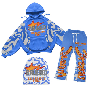 Vêtements de sport unisexes 2 pièces personnalisés Vêtements de sport d'hiver lourds Survêtements d'hiver Bonnets à capuche avec design en fondu avec soleil sérigraphiés Logo grande taille - Product Image 3