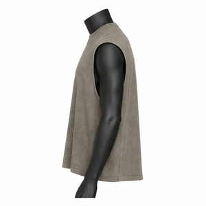 Camiseta sin mangas para hombre, color sólido, minimalista, de algodón premium, estilo urbano, para gimnasio, fitness, musculación, con logo personalizado, chaleco de verano - Product Image 4