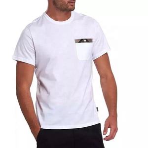 Camiseta de Hombre de Algodón 100% de Alta Calidad, Color Blanco, Precio de Mayoreo de Verano, Logotipo Personalizado, con Bolsillo, Mangas Cortas - Product Image 1
