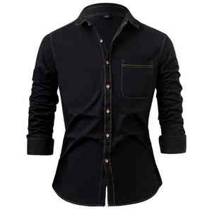 Camisa de Mezclilla a Cuadros para Hombre, Marca Solid International, Mezcla de Algodón y Spandex, Antiarrugas, Secado Rápido, Ecológica, Manga Larga - Product Image 5
