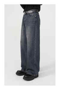 กางเกงยีนส์ขายาวสำหรับผู้ชายแนวเรโทรสีน้ำเงินสไตล์วินเทจขากว้างสไตล์ฤดูร้อน - Product Image 5