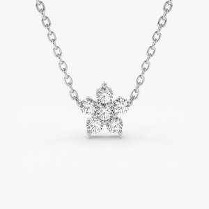 Colgante delicado de diamante redondo natural con cadena de oro de 18 quilates de alta calidad para mujer collar de racimo de moda - Product Image 6