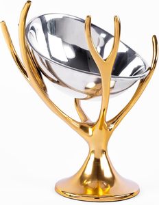 Cuenco de Metal artesanal único con detalles de bordes intrincados, Ideal para decoración de lujo para el hogar y acento de oficina - Product Image 1