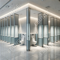 Système de cloisons de salle de bain HPL, panneau compact, cabine de toilette, cloison de salle de bain commerciale, portes de cabine
