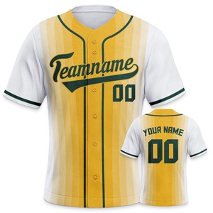 Custom Baseball Jersey Green <b>Gold</b> Personalized Baseball <b>Shirt</b> Sport Uniform Men Button Down Outfit Youth Kids - Product Image 3