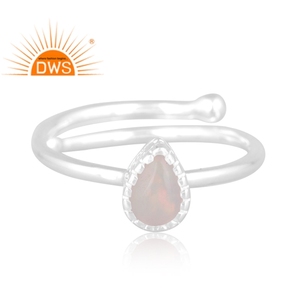 Best Selling Fine Sterling <b>Silver</b> Natural Ethiopian <b>Opal</b> Gemstone Pear Design Stackable <b>Ring</b> Custom Jewelry Manufacturer - Product Image 3