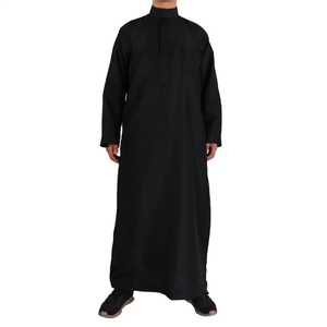 OEM 2025 Vêtements islamiques arabes de haute qualité Dubaï Thawb Jubba pour hommes à manches courtes Thobes ethniques Couleur unie Thobe musulman pour hommes - Product Image 1