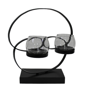 2 Arms Home Decorative Awesome Design Tabletop Aluminum/<b>Glass</b> Hurricane Holder Modern Style Handmade Customized - Product Image 2