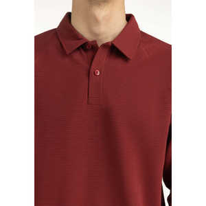 Polo para Hombre de Corte Regular, Alta Calidad, Ajuste Delgado, Seda y Spandex, Antiarrugas, con Cierre, Técnica Oscura, Color Sólido MN-PSH-WS25-014 - Product Image 3