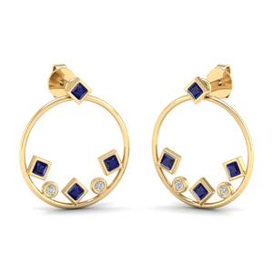 REYES Precio al por Mayor, Pendientes de Aro de Plata de Ley 925 con Moissanita y Zafiro Azul, Joyería Fina para Mujer - Product Image 6