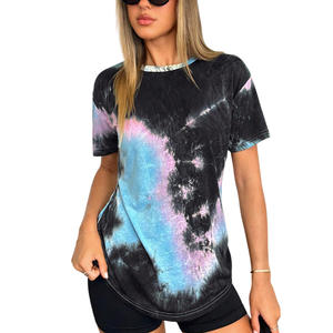 T-shirt d'été tie-dye personnalisé pour femmes t-shirt en coton respirant logo personnalisé imprimé disponible en vrac service de marque privée - Product Image 1