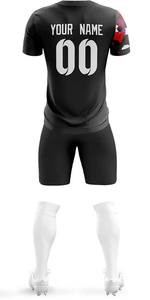 Uniforme de football personnalisé 2025 nouveau design de haute qualité à bas quantité minimale de commande 2 semaines de délai de livraison séchage rapide rouge noir pour hommes - Product Image 3