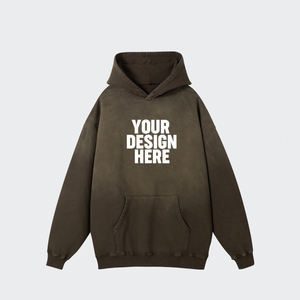 Sweat à capuche zippé pour homme, 100% coton tissé de haute qualité, coupe classique, molleton épais, épaules tombantes, coupe-vent, uni, personnalisable - Product Image 1