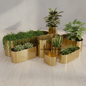 Juego de Macetas Rectangulares de Metal Dorado con Florero Moderno para Mesa, Portátil para Decoración del Hogar, Hotel y Bodas - Product Image 2