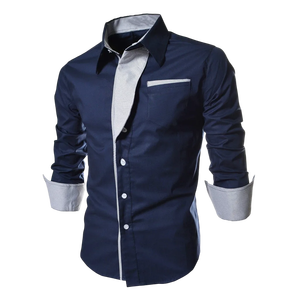 เสื้อเชิ้ตผู้ชายสีฟ้าอ่อนทรงเข้ารูปแขนยาวติดกระดุมลงแบบทางการธุรกิจลำลองสำหรับงานแต่งงานปาร์ตี้คลาสสิกมีสไตล์ - Product Image 2