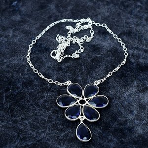 Collar Chapado en plata 925 con forma de pera amatista púrpura para mujer, collar de cadena bohemio, collar de boda, regalos para ella - Product Image 2