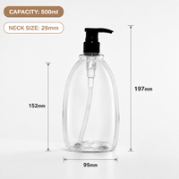 Bouteille de shampooing transparente en PET de 500 ml avec pompe à lotion, distributeur vide rechargeable pour gel douche, nettoyant corporel et savon liquide