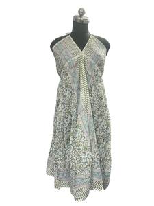 Vestido de Algodón de Alta Calidad para Mujer, Estilo Boho, Casual de Verano, Estampado Floral Verde, Silueta Holgada, Cintura Natural, Directo de la India - Product Image 5