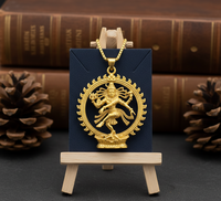 Collier en argent 925 plaqué or |   Pendentif géométrique vintage Shiva |   Cadeau unisexe pour la tenue quotidienne bouddhiste