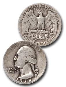 Rare pièce de collection 1938 S Washington Quarter à faible tirage - Product Image 6