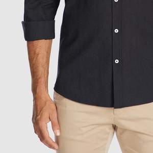 Camisa de cuello de manga larga ligera de moda de último estilo 100% algodón de longitud regular con mangas completas - Product Image 3