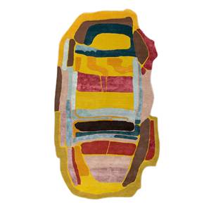 พรมขนสัตว์ผสมวิสโคสทอมือลายแอ็บสแตรก รุ่น Joy Gold Tra-15215 สำหรับตกแต่งบ้าน - Product Image 1