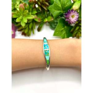 Navajo Handmade Cultural Collectible Sonoran Mountain Turquoise & Sterling <b>Silver</b> <b>Cuff</b> <b>Bracelet</b> - Product Image 5