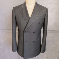 Costume homme gris anthracite, double boutonnage, six boutons, revers pointus, poches à rabat, costumes classiques pour homme, bureau, sur mesure MTM